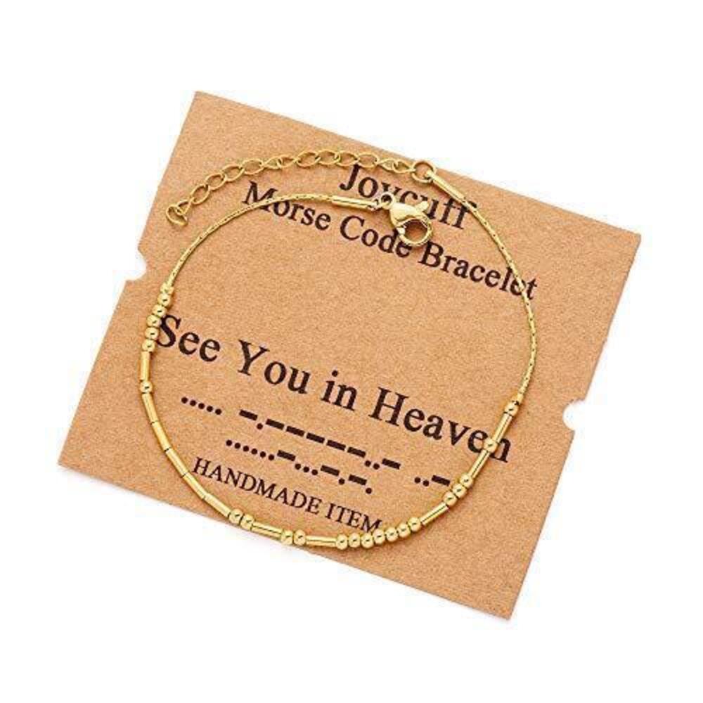 2117 Memorial Gifts See You in Heaven Morse Code Chain Bracelets